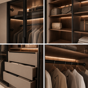 Organizzatore per Cabina <span class=keywords><strong>Armadio</strong></span> ad Angolo a L <span class=keywords><strong>con</strong></span> Scaffali Aperti, <span class=keywords><strong>Armadio</strong></span> Moderno di Lusso per Camera da Letto - Product Image 2