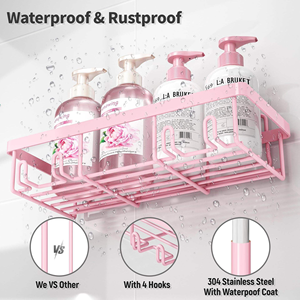 Lot de 5 paniers de rangement <span class=keywords><strong>pour</strong></span> douche, sans perçage, <span class=keywords><strong>étagère</strong></span> murale <span class=keywords><strong>pour</strong></span> salle de bain - Product Image 4
