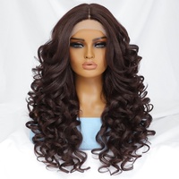 Perruque bouclée naturelle Deep Water Wave 13x6 tressée bordeaux résistante à la chaleur sans colle HD synthétique Lace Front pour la vente en gros