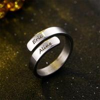 New Fashion Edelstahl Doppel kreuz öffnung Einstellbare Größe Ring Blank Ring kann benutzer definierte Logo Gravierte Beschriftung