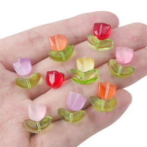 Perlen Fabrik Großhandel Glas Bunte Tulpe Blume Blätter Spacer Perle für Schmuck Perlen Armband Taille Halskette Charm Making
