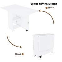 Table à manger pliante en bois avec rangement, table de cuisine de 51,2 pouces pour 2 à 4 personnes, petits espaces