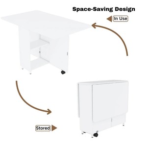 <span class=keywords><strong>Table</strong></span> à manger pliante en bois avec rangement, <span class=keywords><strong>table</strong></span> <span class=keywords><strong>de</strong></span> cuisine <span class=keywords><strong>de</strong></span> 51,2 pouces pour 2 à <span class=keywords><strong>4</strong></span> personnes, petits espaces - Product Image 5