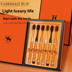 Vabessa שיניים ניקוי מברשות, מברשת שיניים יוקרתי עם זיפים רכים ניקוי עמוק כתום תיבת מתנה מברשת לשימוש ביתי - Product Image 5