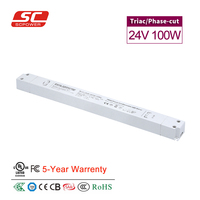 Strip led power supply triac 100w 24v, lampu profil led dapat diredupkan, suplai daya untuk lampu cermin