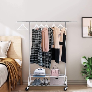 Porte-vêtements robuste de qualité commerciale, armoire à vêtements roulante <span class=keywords><strong>sur</strong></span> <span class=keywords><strong>roulettes</strong></span> et étagères inférieures - Product Image 5
