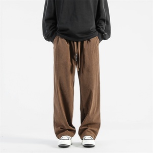 Pantalon décontracté vintage en mélange de coton épais, personnalisé, écologique et respirant pour homme, coupe ample, taille mi-haute avec cordon de serrage - Product Image 1