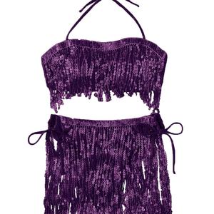 Traje de Baño de Lujo Personalizado con Lentejuelas y Borlas, Bikini Sexy de Dos Piezas para Mujer, Ropa de Playa - Product Image 5