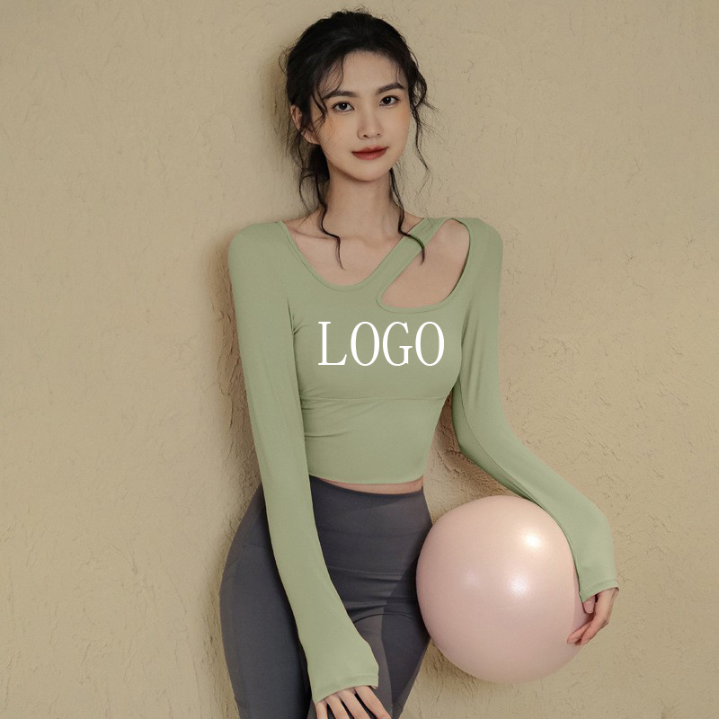 OEM/ODM Custom Summer Women's Yoga Wear T Shirt Hollow Shoulder Fitness Top Lightweight Breathable Waterproof Clothes