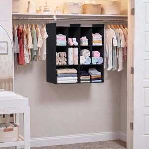 Organisateur de placard suspendu à 10 compartiments en tissu non tissé avec 3 crochets pour le rangement des vêtements dans la chambre - Product Image 2