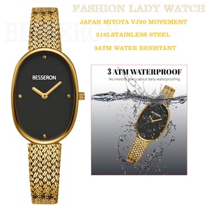 Reloj de Mujer Personalizable, Ovalado, de Lujo, de Acero Inoxidable, con Cuarzo, Chapado en Oro de 18K, Reloj de Color para Damas - Product Image 4