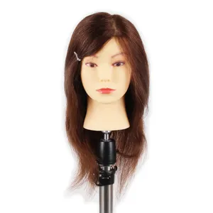 Kepala manekin rambut pirang merek 100 rambut manusia, kepala latihan manekin Asia, kepala boneka untuk latihan tata rias