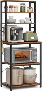 Bar à café, support de boulanger pour <span class=keywords><strong>cuisine</strong></span> avec rangement, étagères de <span class=keywords><strong>cuisine</strong></span> à 6 niveaux avec 6 crochets, support pour micro-ondes, <span class=keywords><strong>industriel</strong></span> - Product Image 6