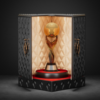 Boîte de trophée en cuir en bois personnalisée en usine pour médailles de jeu Logo personnalisé Football Basketball Boîte de trophée de coupe de jeu haut de gamme Boîte de luxe