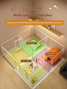 <span class=keywords><strong>Indoor</strong></span> Geïntegreerde Hondenkooi Met Barrière <span class=keywords><strong>Pet</strong></span> Hek Hondenhok Toilet Voor Middelgrote Corgis Metalen Constructie Knoopsluiting - Product Image 3