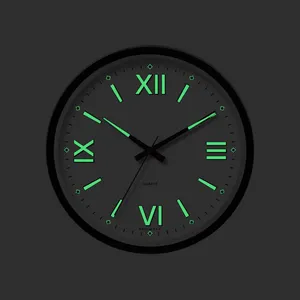 12 inch Modern plastic luminous Wall Clock Fluorescence Silent Custom Quartz Clock Battery Powered Decorative Wall Clock for Off