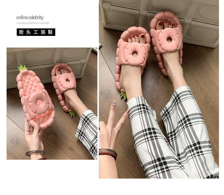 Cute Pineapple Slippers for Women Slides Sandals Ladies Shoes Cartoon Bath Slipper Wholesale
