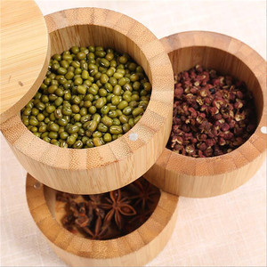 Nhà Bếp Salt Pepper Spice Hầm Lưu Trữ Container Với Nắp Từ Tính Xoay Tre Gia Vị Hộp Với Muỗng Nhỏ - Product Image 6