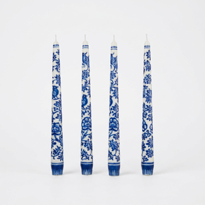 Bougies coniques parfumées artisanales haut de gamme, motifs floraux bleus et blancs vintage élégants, inspirés de l'art classique, pour les fêtes et Thanksgiving - Product Image 1
