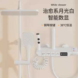 ชุดฝักบัวอาบน้ำ 6 ชิ้น รูปทรงสี่เหลี่ยมผืนผ้า ทองแดง พร้อมหน้าจอดิจิตอลควบคุมอุณหภูมิ ฝักบัวแบบเรนชาวเวอร์ - Product Image 3