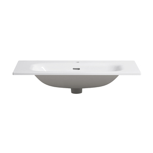 Lavabo de Baño Rectangular Moderno de Cerámica con Borde Delgado, Diseño de un Solo Orificio, Montaje en Encimera, Uso en Hoteles, Capacidad de 9L - Product Image 4