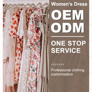 中国制造服装品牌精品定制服装女装时尚夏季碎花雪纺女式长裙 - Product Image 4