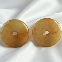 Pendentif de sécurité en jadéite jaune glace, Collier unisexe en jade en forme de donut, Chaîne de pull, Bijou