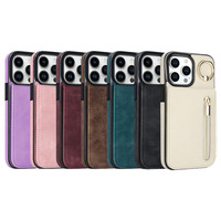 Étui de téléphone portefeuille à rabat en cuir PU de luxe pour Apple coque iphone avec fentes pour cartes porte-anneau pour iPhone 16 Pro couverture de téléphone portable