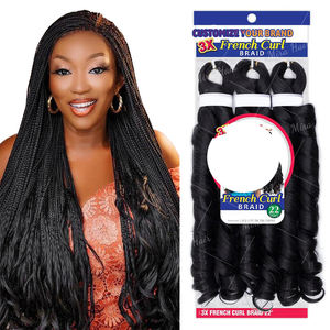 Mèches de cheveux synthétiques pour tresses, <span class=keywords><strong>boucles</strong></span> françaises en spirale 3X, 22 pouces, 280g, <span class=keywords><strong>boucles</strong></span> italiennes, vague lâche, crochet, vente en gros - Product Image 1