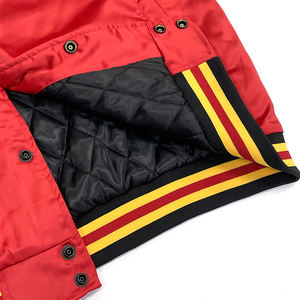 Chaqueta de satén Diseño de bordado personalizado Chaqueta de bombardero de béisbol vintage retro elástica acanalada - Product Image 5