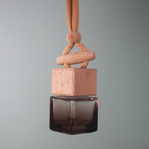 8ML Square Wooden Cover <strong>Car</strong> Perfume Empty Glass Bottle Hanging Style Liquid Container in <strong>Car</strong> Mirror Coffee Bottle <strong>Diffuser</strong> Glass - Product Image 5