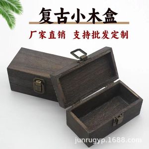 Solid Wood Jewelry <b>Box</b> Rectangle <b>Vintage</b> Style Desktop Storage <b>Box</b> With Metal Clasp - Product Image 2