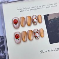 Nouveau produit lancé, Miroir Démon Vent Noir, Doré à la poudre, Noir-or Luxueux-élégant, Faux ongles press-on faits main