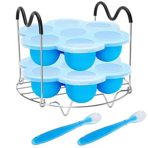 Wholesale Kitchen 5-Piece Silicone <b>Bites</b> Molds and Steamer Rack Trivet with Heat Resistant Handles & 2PCS Spoon - Product Image 1