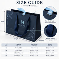 Sac cadeau en papier bleu premium HONPAK, sac de shopping personnalisé avec logo en feuille d'aluminium et poignée en ruban gros-grain pour emballage de boutique