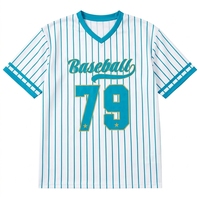 Maillot de baseball personnalisé à rayures verticales, col en V, manches courtes, avec texte et chiffres personnalisés pour club