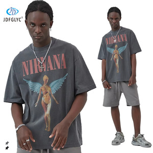 <span class=keywords><strong>T</strong></span>-<span class=keywords><strong>Shirt</strong></span> da Uomo a Maniche Corte in Stile Euro-Americano con Stampa Rétro, Abbigliamento High Street in 100% Cotone con Design a Girocollo - Product Image 3