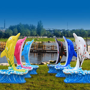 屋外水特徴装飾ポリュアイングラスファイバーイルカの泉像彫刻樹脂工芸品 - Product Image 3