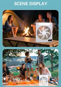 Solar Camping Fan With Solar Panel Rechargeable 10 Inch Portable Table Fan 3 Speed Control With <b>Bulb</b> Light For Outdoor Travel - Product Image 4
