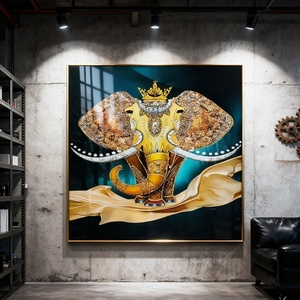 Peinture d'animaux de style islamique, Peinture de l'éléphant sacré, Vente en gros, Affiche encadrée, Décoration murale LED, Peinture en porcelaine de cristal - Product Image 3