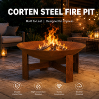 Brasero moderne en acier Corten, durable, pour terrasses de villas et rassemblements de camping chaleureux, avec un charme rustique