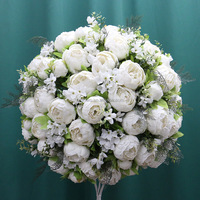 Bunga Hydrangea Buatan Besar 90cm Warna Pink Hijau, Hiasan Bunga untuk Altar Pernikahan, Dekorasi Meja Tengah