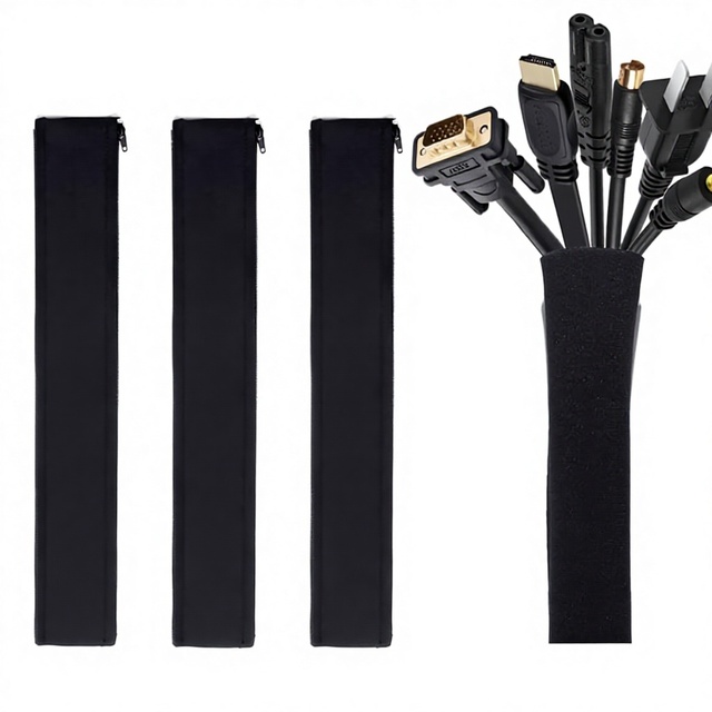 Customized Modern Cable Management Sleeves 1.2 Inch Width 19-20 Inches Zipper Cord Organizer Flexible TV Computer Office Home