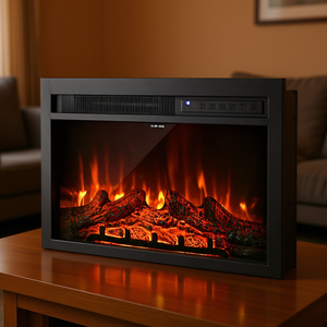 Chimenea Eléctrica Empotrable de 26 Pulgadas, Negra, con Llama Ajustable, Calentador Interior de 750W/1500W, Control Remoto - Product Image 2