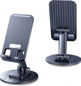 Height Adjustable Alloy Metal Support <b>Table</b> 360 Rotating Aluminum Mobile Phone Holder <b>Portable</b> and Flexible for Desk or Bed Use - Product Image 2