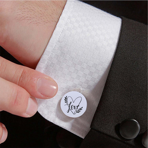Boutons de manchette en acier inoxydable gravés sur mesure, ronds, personnalisés, cadeau de mariage pour homme, témoin, meilleur homme, père de la mariée - Product Image 6