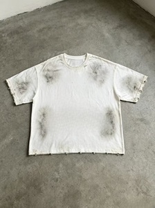 Camiseta Oversize de Algodón Blanco Lavado para Hombre, Estilo Urbano, Cuello Redondo, Manga Corta, Jersey Desgastado, Color Liso, Look Grunge - Product Image 1