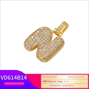 Hip Hop 26 Alphabet anglais pendentif <span class=keywords><strong>Rap</strong></span> mode gros Design lettre plaqué or cuivre accessoires VD614 - Product Image 4