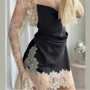 เดรสลูกไม้ปะติดปะต่อสำหรับผู้หญิง แขนยาวผ้าบาง แต่งระบายทรงเอไลน์ ชุดเดรสออกงานหรูหราทันสมัย - Product Image 5