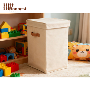 <span class=keywords><strong>Panier</strong></span> à <span class=keywords><strong>linge</strong></span> en <span class=keywords><strong>tissu</strong></span> haut avec couvercle 35*30*55cm, <span class=keywords><strong>panier</strong></span> de rangement <span class=keywords><strong>pliable</strong></span> texturé en lin avec poignée latérale pour chambre et salle de bain OEM - Product Image 6